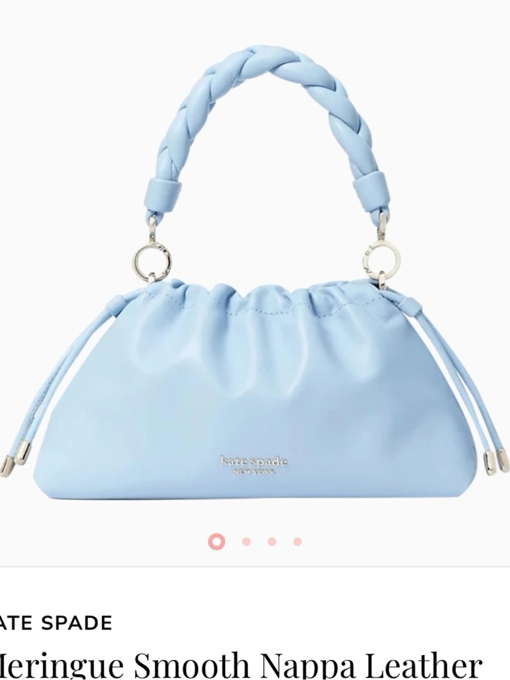 kate spade pale blue leather braided-handle crossbody